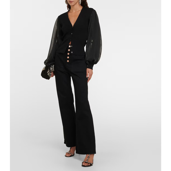 Ulla Johnson Quinn Wool Blend Cardigan Size Large Black $490 - Picture 2 of 9